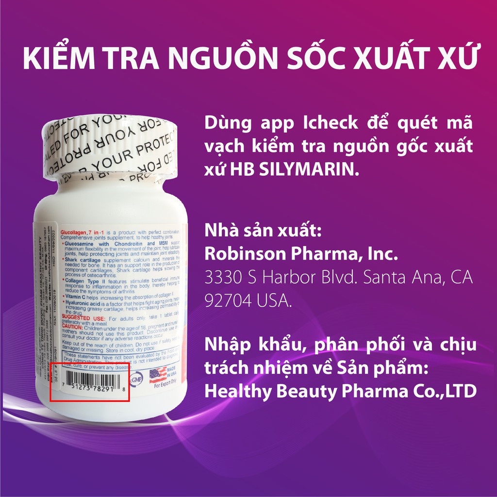 Viên Uống Bổ Xương Khớp Glucollagen 7 in 1 Giúp Bổ Sung Canxi, Tái Tạo Và Nuôi Dưỡng Mô Sụn Hộp 60 Viên