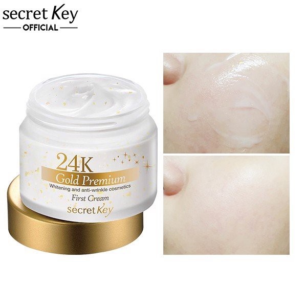 Date 9.2022 Kem dưỡng phục hồi dưỡng trắng da chống lão hóa Secret Key 24K Gold Premium First Cream 50g