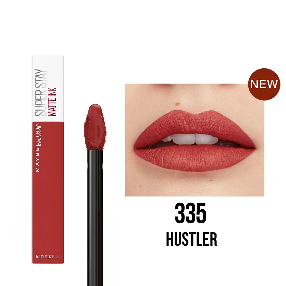 Son Kem Lì Maybelline New York 16h Lâu Trôi Super Stay Matte Ink City Edition Lipstick 335 Hustler Đỏ Cherry 5ml