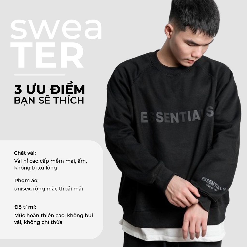 Áo Sweater Nỉ Bông Nam, Nữ Basic Form Rộng Unisex Màu Be SWAS 908