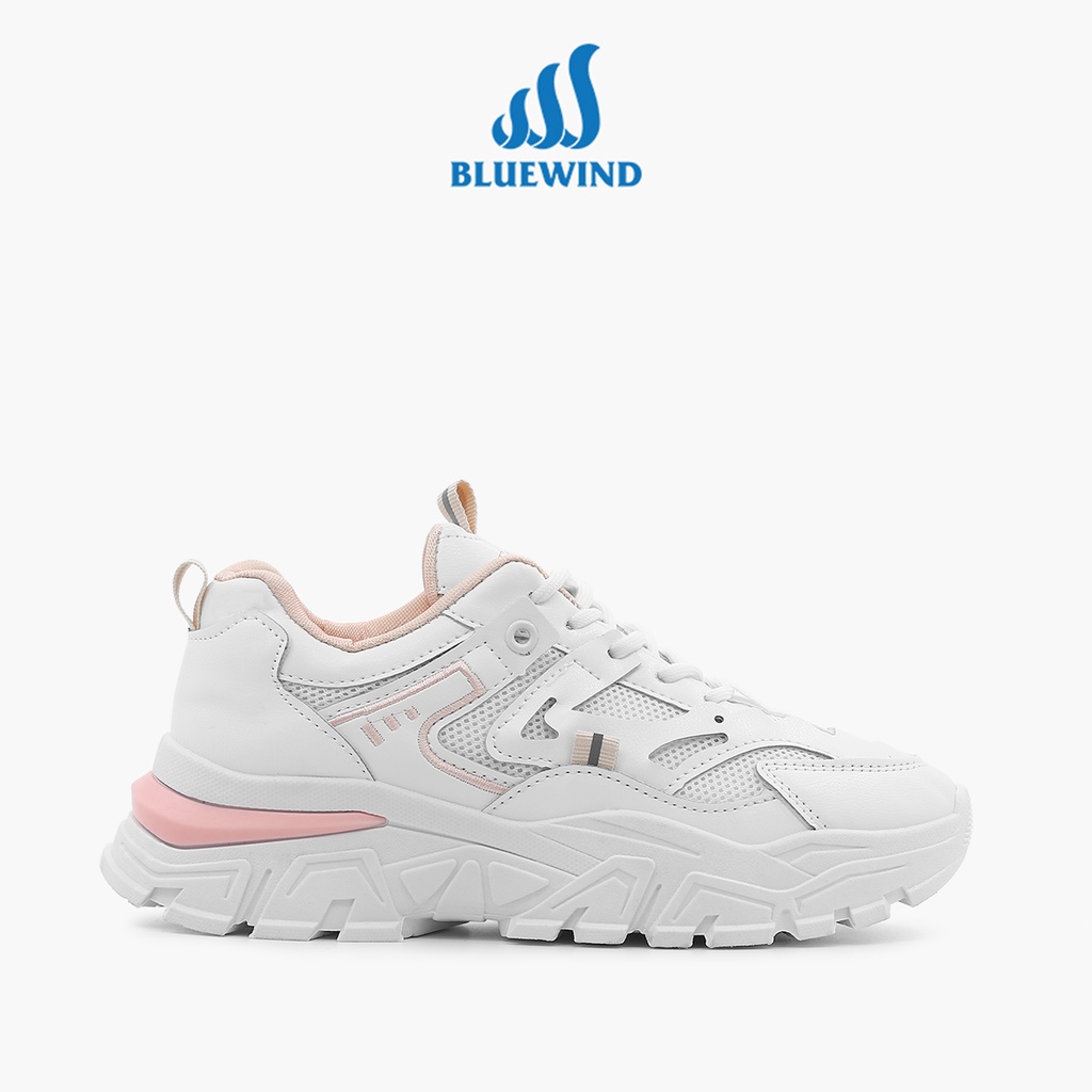 Giày Thể Thao Sneaker Nữ Da Mềm Phối Lưới Thoáng Khí Đế Cao Tôn Dáng BLUEWIND 68838