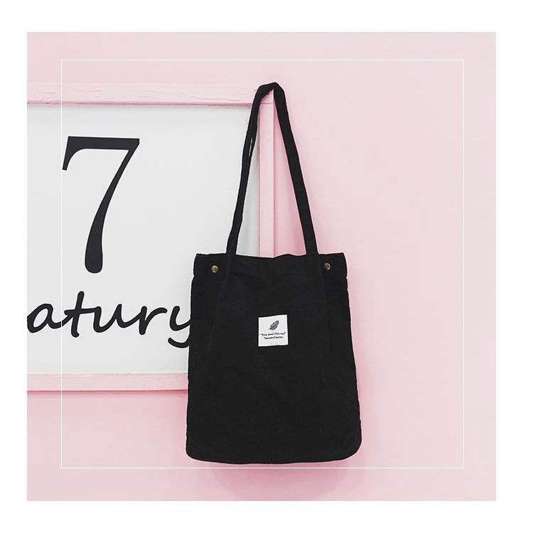 Túi tote vải canvas nhung đeo chéo phong cách Hàn Quốc TX14