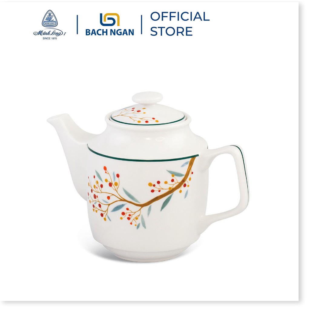 Bộ Ấm Trà Gốm Sứ Cao Cấp Minh Long 0.7 L Jasmine Quả đầu mùa hàng đẹp, sang trọng đãi khách, quà tặng - 6 tách