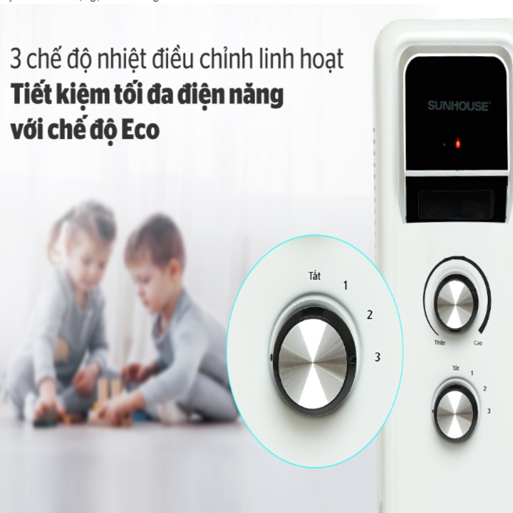 Máy sưởi dầu SUNHOUSE 13 lá SHD7084 Công suất 2400W Bảo hành 12 tháng  + tặng dao làm bếp màu đen