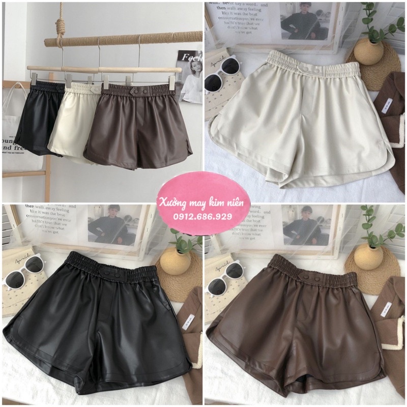 Bán Sỉ- Quần đùi da 2 cúc ngang siêu sang chảnh hot trend-583