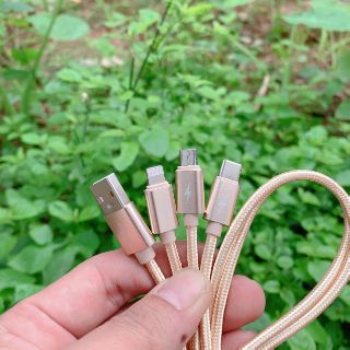Dây sạc chĩnh hãng maimi mx20 1m 3in1 gold bảo hành 12 tháng