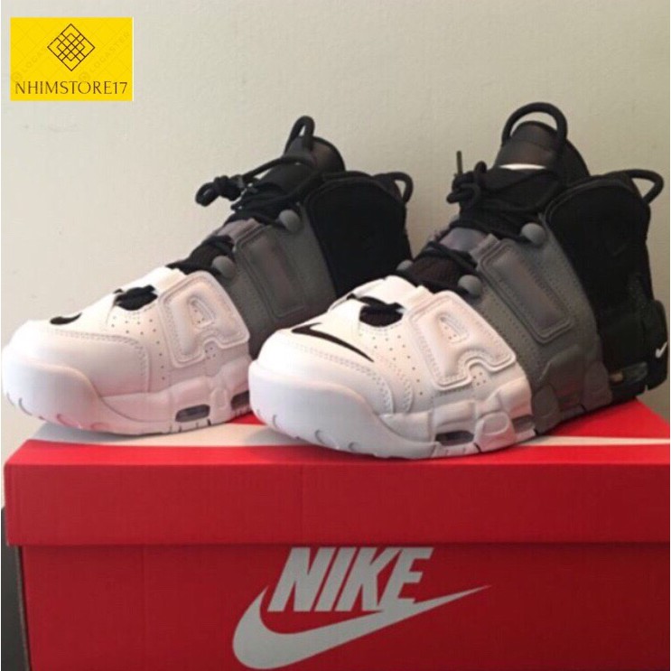 (Full Box) Giày AIR MORE UPTEMPO Đen Xám Trắng