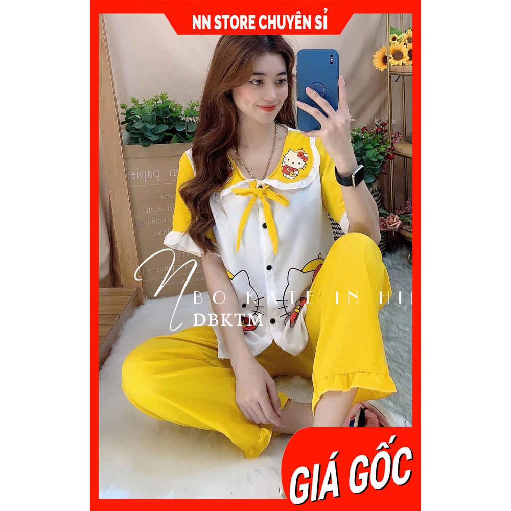 Đồ bộ nữ mặc nhà cổ tiểu thư chất kate mềm in hình hoạt hình dễ thương DBKIHTN tổng hợp