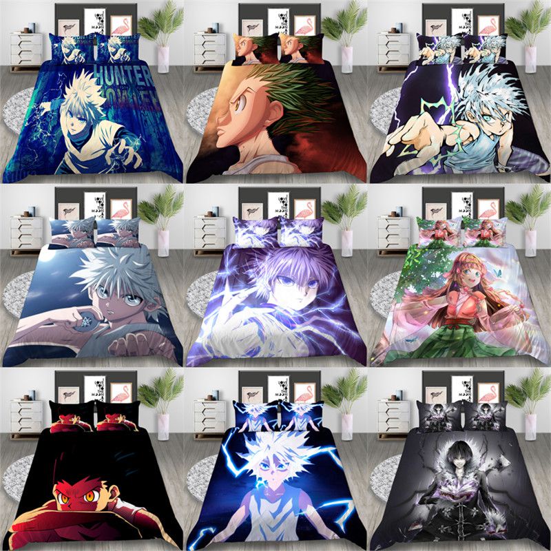 Bộ Chăn Ga Và Vỏ Gối In Hình 3D Phong Cách Anime Hunter Nhật Bản