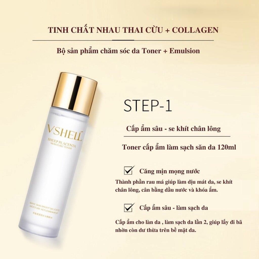 Bộ Chăm Sóc Da Nhau Thai Cừu Dưỡng Ẩm Trắng Da, Bộ Dưỡng Da Lão Hóa, Se Khít Lỗ Chân Lông, Toner Kem Dưỡng Da Mặ