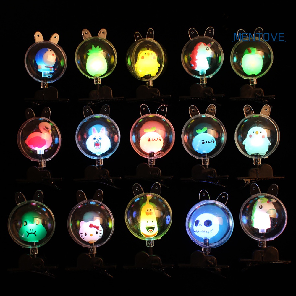 Kẹp Tóc Búp Bê Hoạt Hình Có Đèn LED Trong Suốt