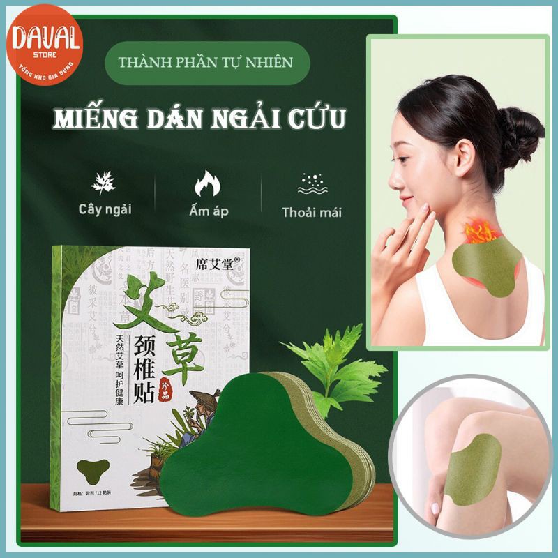 12 Miếng Dán Ngải Cứu Vai Gáy Giảm Đau Cổ Vai Gáy, Thải Độc