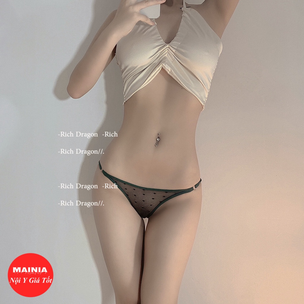 Quần Lót Ren Nữ Chấm Bi Khoen Tim Hai Bên Hông Phối Viền Màu Chíp Ren Xinh Xắn Dễ Thương Mainia Shop