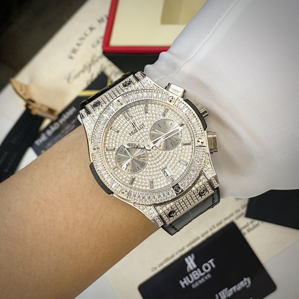 Đồng hồ nam Hulo full box đính đá cao cấp dây cao su chống nước DH208 shop106 | BigBuy360 - bigbuy360.vn