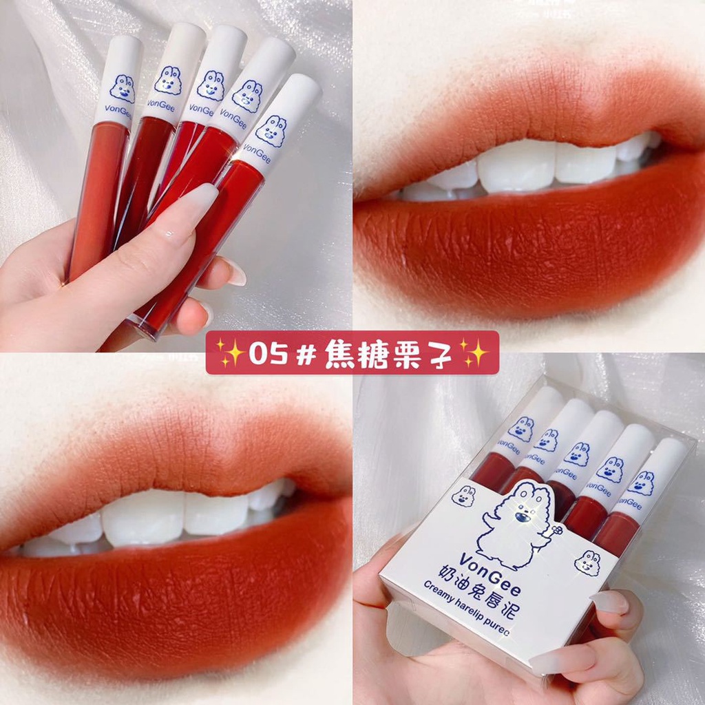 Set son 5 cây son kem bóng lì VONGEE Tiểu Con thỏ | BigBuy360 - bigbuy360.vn
