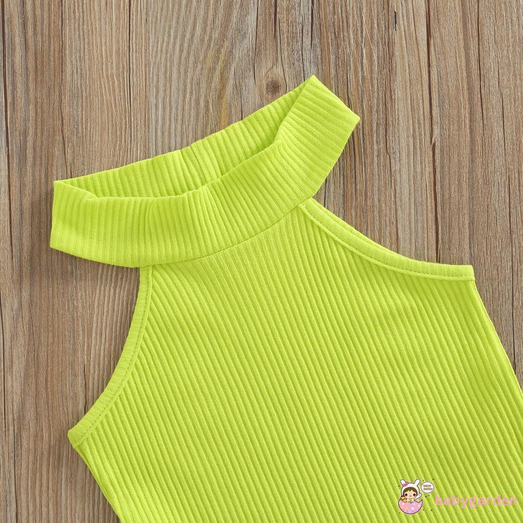 Bộ Áo Thun Cổ Tròn Màu Trơn Phối Quần Short Có Túi Thời Trang Mùa Hè Cho Bé Gái 9 Tháng 4 Tuổi