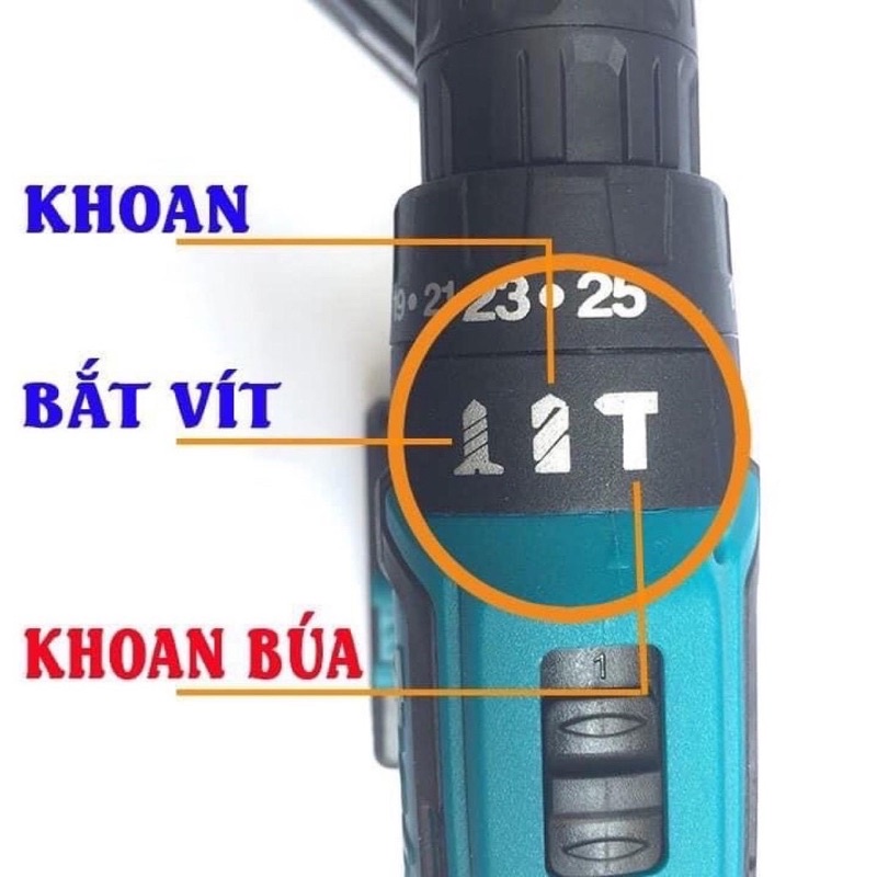 Máy khoan pin 72V Makita 3 chức năng khoan tường,bắn vit,mở bulong- Tặng kèm 24 chi tiết gồm các mũi khoan + Mũi bắt vít
