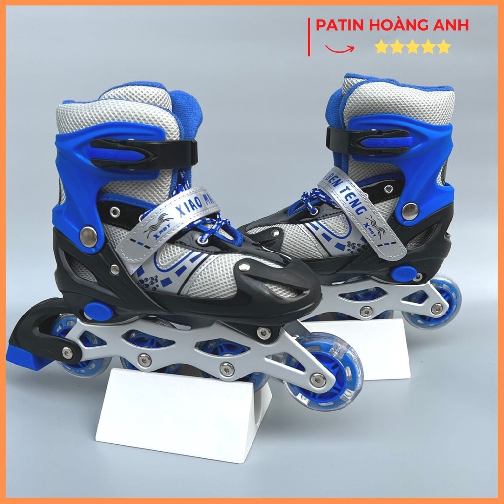 Giày trượt patin trẻ em, tặng mũ bảo vệ, bảo hộ tay chân, pain bánh đầu sáng đèn, điều chỉnh tăng giảm được size sport