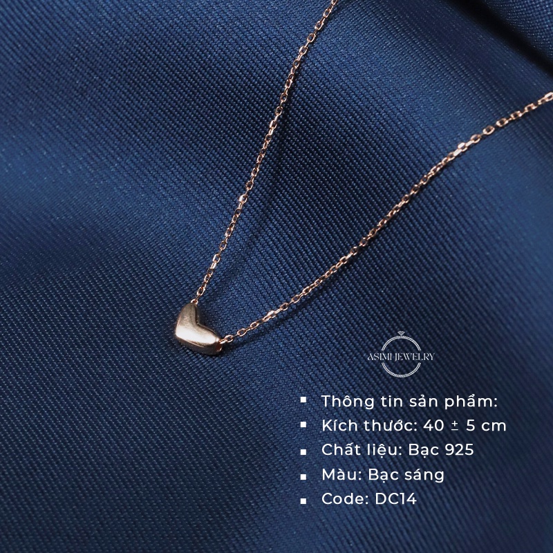 Dây chuyền trái tim hồng bạc Ý S925 Asimi, Dây chuyền bạc ý S925 đính mặt trái tim Wild Heart DC14