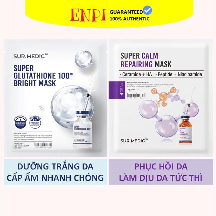 Mặt nạ dưỡng trắng da Sur Medic Glutathione Mask [Bản mới], 1 miếng