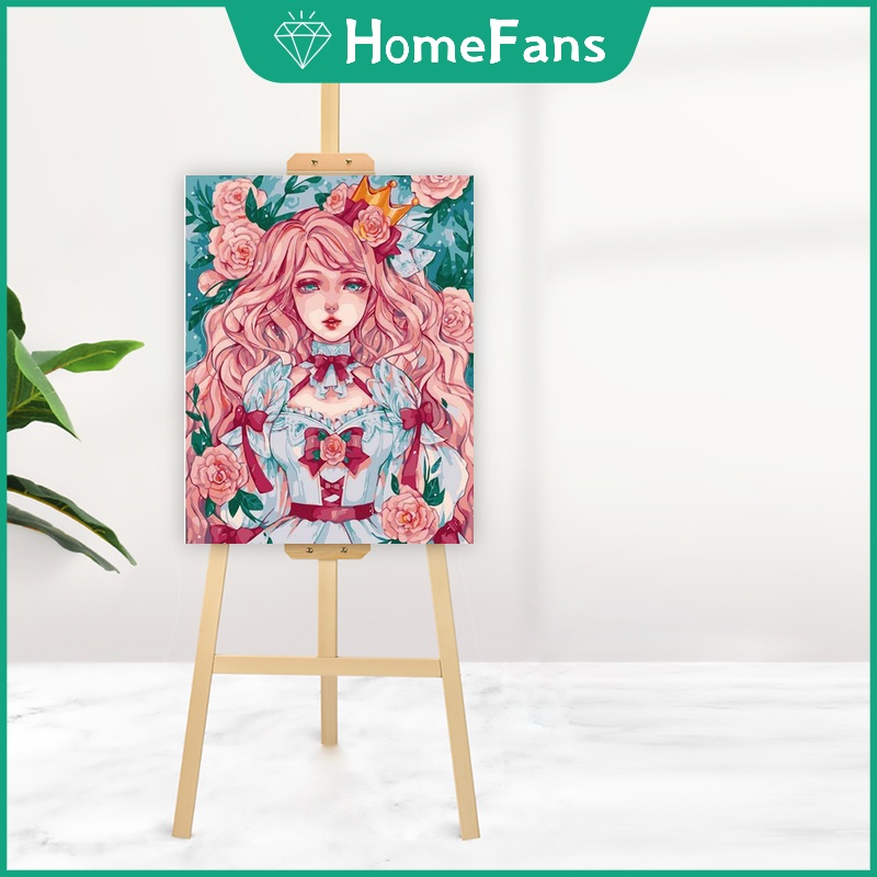 Bộ tranh sơn dầu 40X50cm tự làm họa tiết cô gái dùng để trang trí