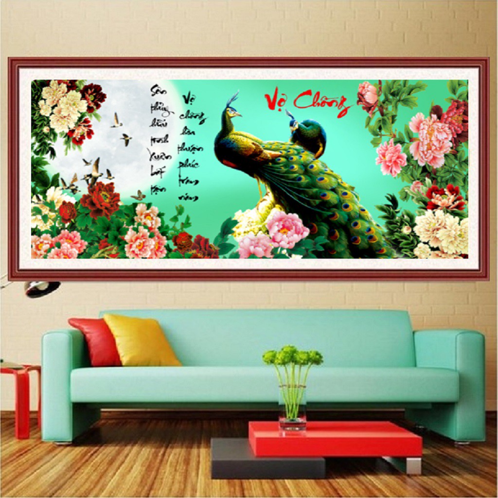 TRANH ĐÍNH ĐÁ VỢ CHỒNG 100*52CM (TRANH TỰ ĐÍNH)