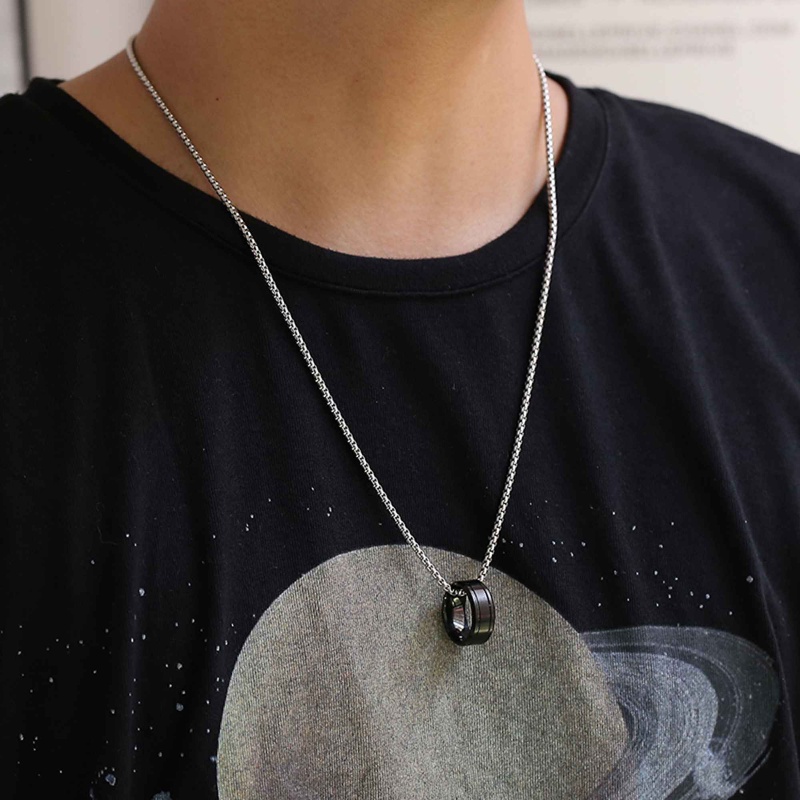 Dây chuyền thép không gỉ WC057 5040 mặt nhẫn phong cách vintage