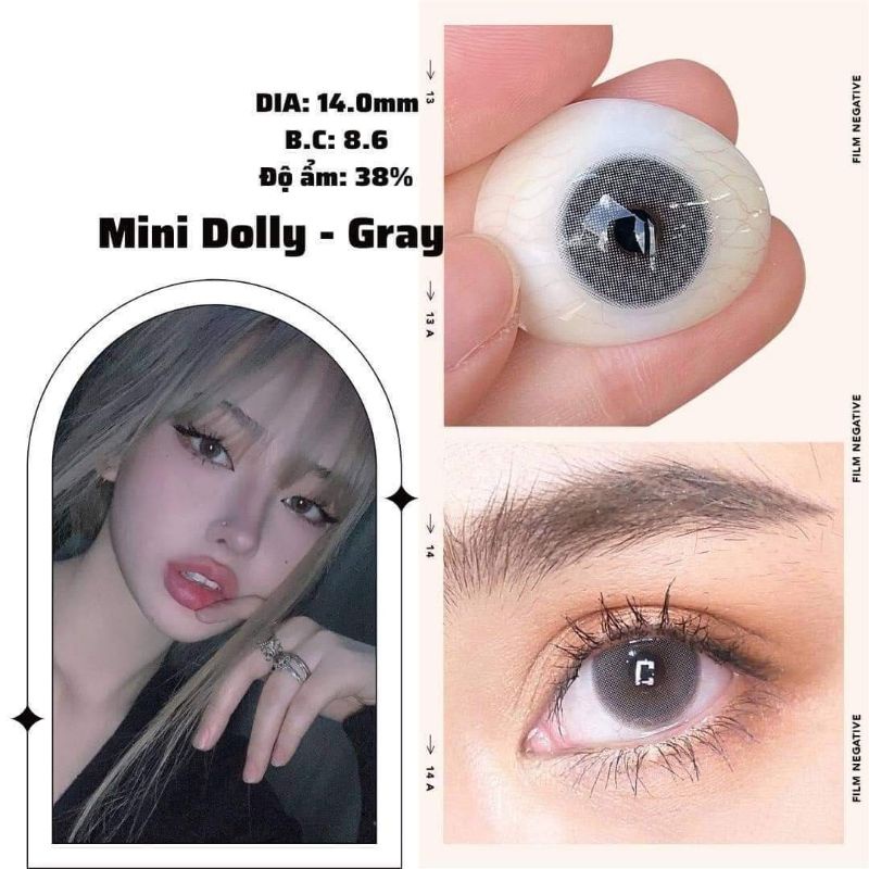 [ 𝐓𝐚̣̆𝐧𝐠 𝐊𝐡𝐚𝐲 𝐆𝐮̛𝐨̛𝐧𝐠 𝐌𝐢𝐧𝐢 ] Lens Mini Dolly Gray Áp Tròng Xám Giản Vừa