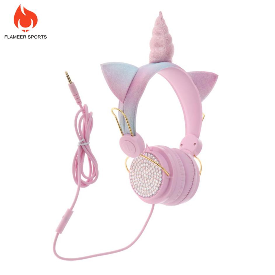 Tai Nghe Thể Thao Hình Unicorn Màu Hồng Có Mic Cho Bé Gái 1