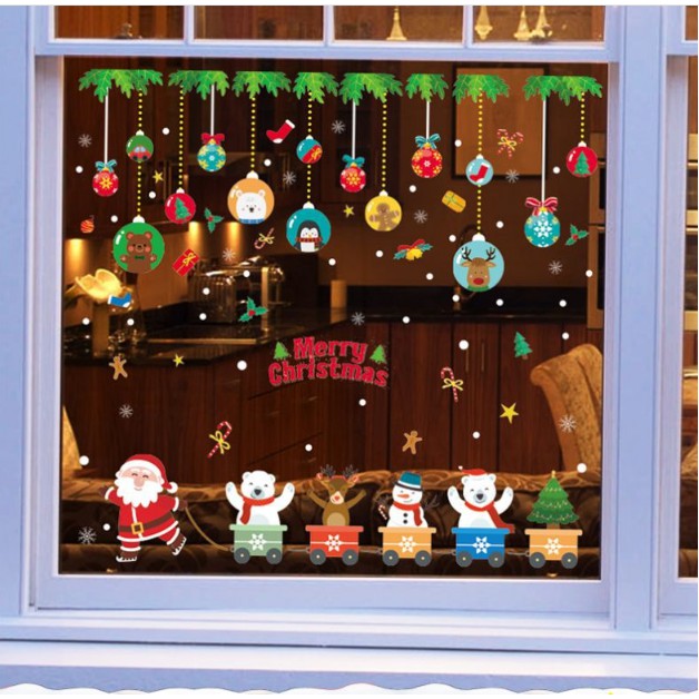 Decal dán tường Noel - Rèm dây Đoàn Xe giáng sinh