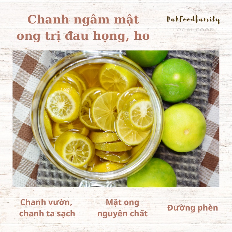 Chanh đào ngâm mật ong đường phèn Dakfoodfamily nhà làm, chanh vườn sạch