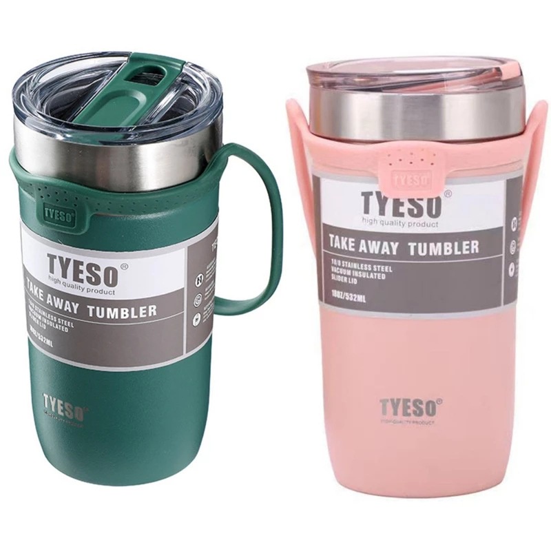 [CHÍNH HÃNG] LY GIƯ NHIỆT TYESO 550ML / 710ML Hai lớp thép không gỉ và ống hút kim loại