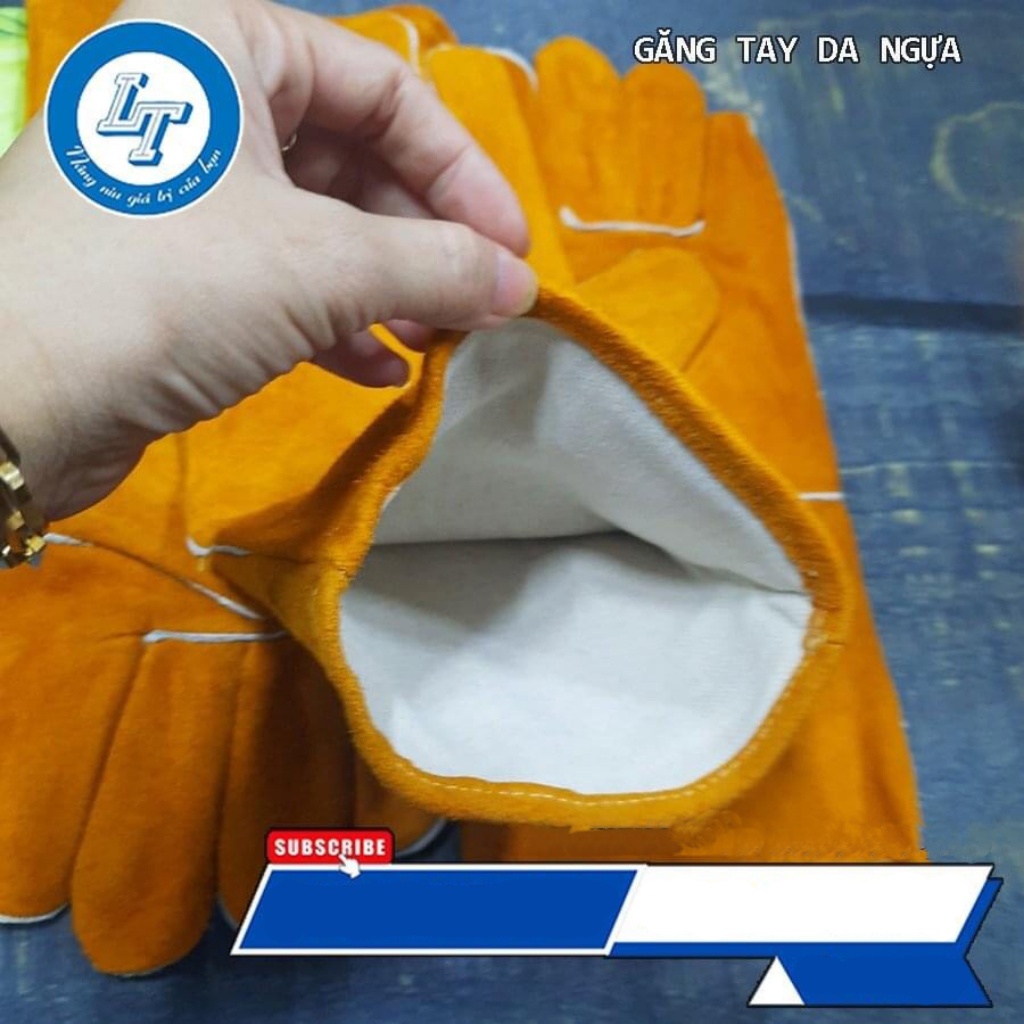 Găng tay da bò hàn xì 14-16 găng tay cơ khí chống tia lửa điện chất liệu da mềm mịn - Nsafe