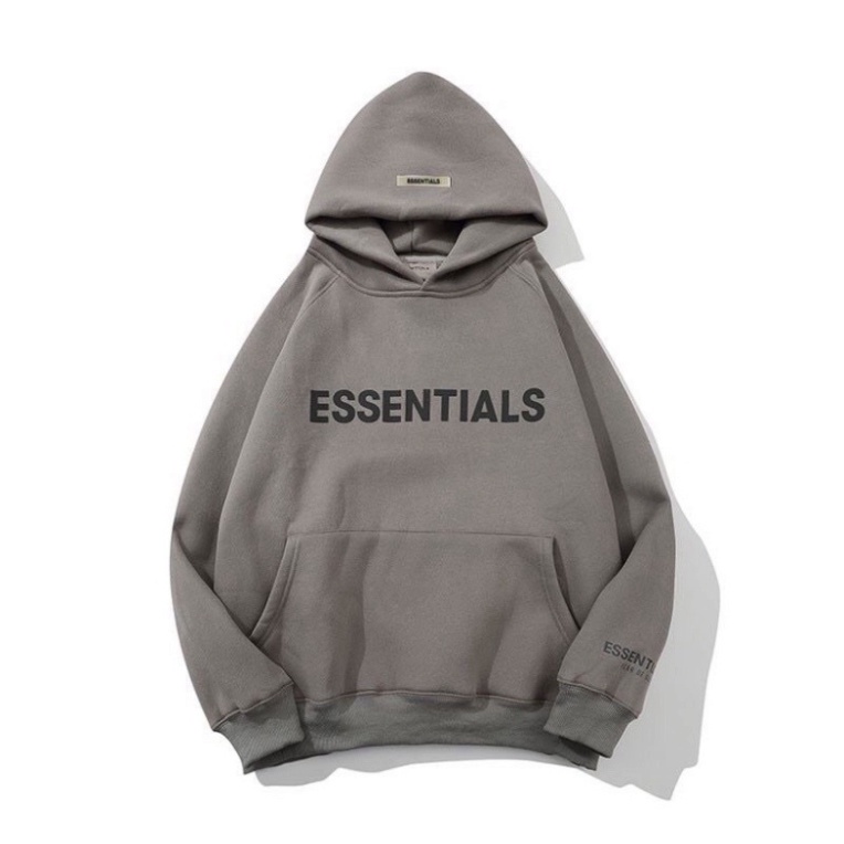 Áo nỉ hoodie Essentials unisex dài tay nam nữ cao cấp in cao su nổi, áo phông nỉ bông sweater có mũ màu nâu, đen M22 | BigBuy360 - bigbuy360.vn