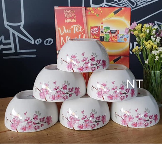 BỘ CHÉN SỨ DONGHWA HÀN QUỐC HOA ĐÀO