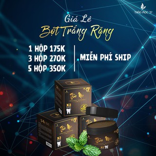 Combo 5 hộp Bột Trắng Răng Thảo Mộc 37 X3 Trắng Răng Thơm Miệng - hàng chính hãng