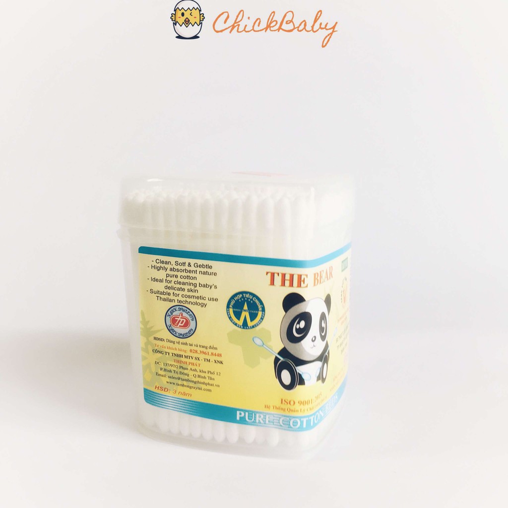 Tăm bông sơ sinh, bông tăm trẻ em, bông ngoáy tai cho trẻ đầu nhỏ Hộp Tim / Kotton 100% GÒN an toàn - ChickBabyShop