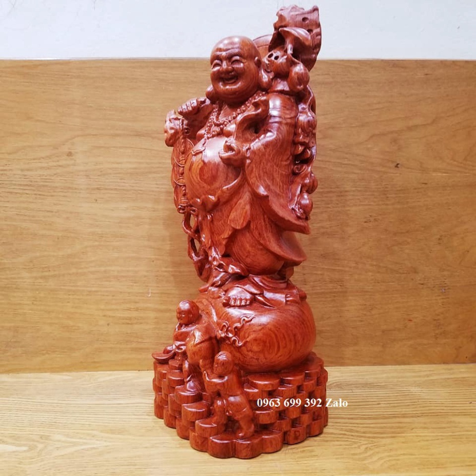 [GIA RE] Tượng phật di lặc nhị phúc gỗ hương