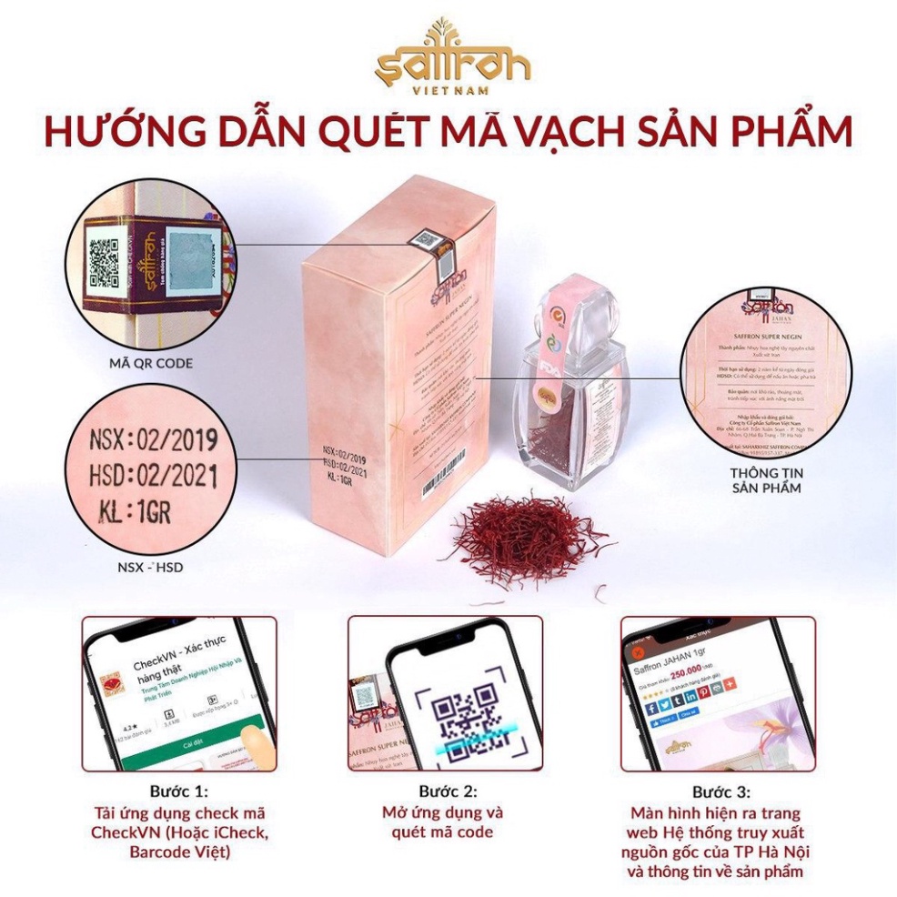 Nhụy hoa nghệ tây 2 Hộp Saffron Jahan 1Gram /Hộp chính hãng