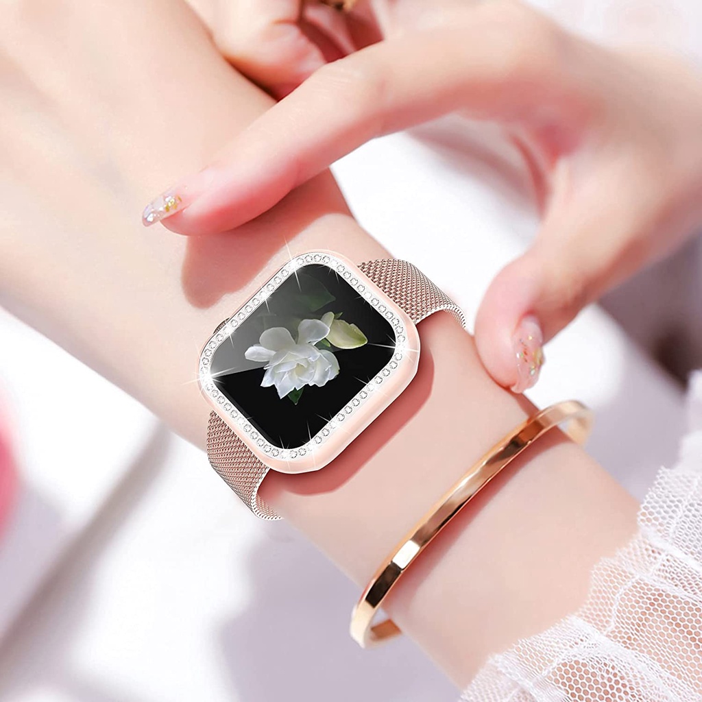 Ốp Bảo Vệ Mặt Đồng Hồ + Kính Cường Lực Bảo Vệ Màn Hình Apple watch 45mm 41mm 40mm 44mm 42 38mm Series 7 3 4 5 6 SE
