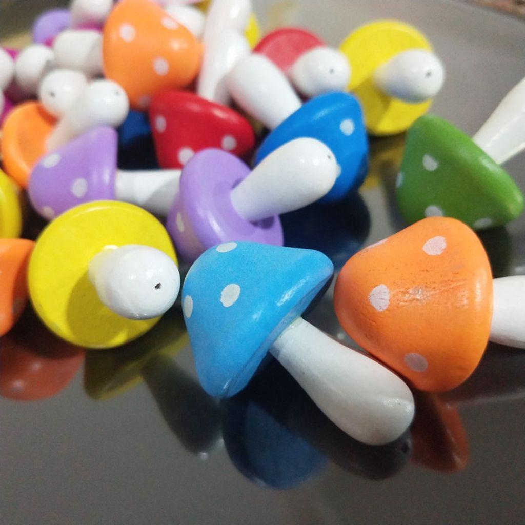 Set 1 / 10 Mô Hình Cây Nấm Bằng Gỗ Nhiều Màu Sắc Dùng Trang Trí Xinh Xắn