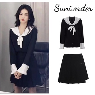 Set váy Bạch Lộc phối trắng đen Thủy Thủ siêu hot