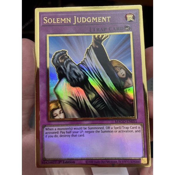 Thẻ bài Yugioh: MAGO-EN051 Solemn Judgment - Premium gold rare