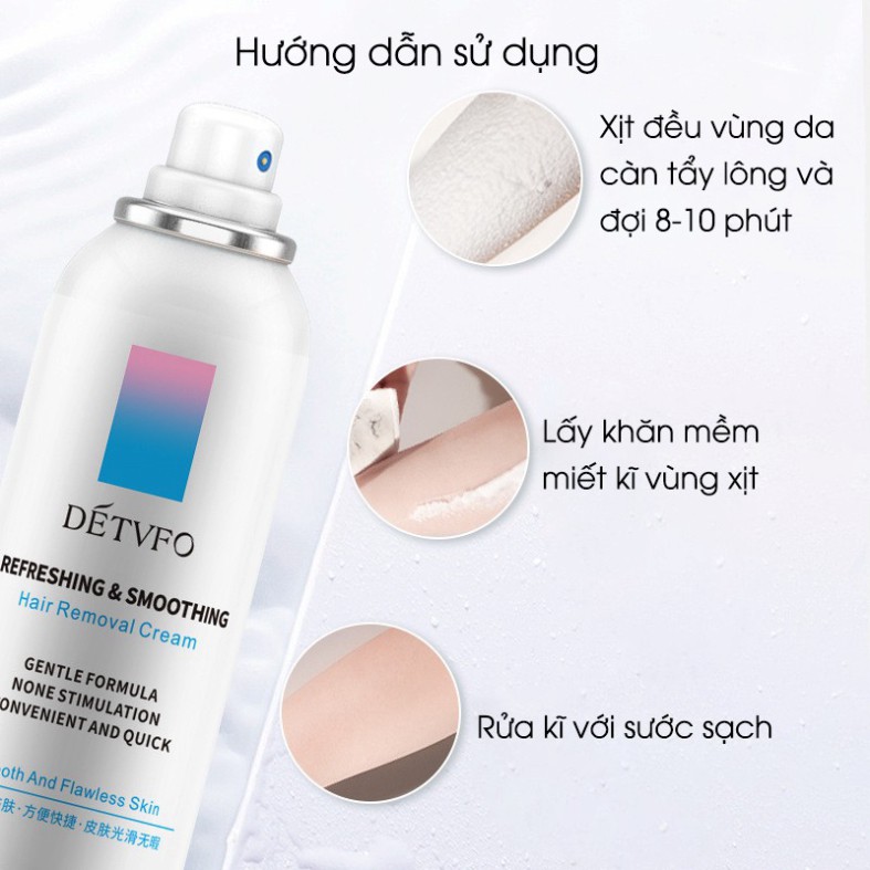 Kem tẩy lông tay lông chân lông nách dạng chai xịt bọt dung tích 150ml lành tính không gây đau rát