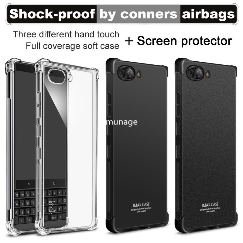 IMAK TPU Silicone Back Cover For BlackBerry Key2 KeyTwo Case+Screen protector
