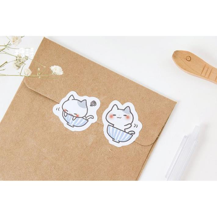 Bộ 45 Sticker Hàn Quốc hình Mèo Tinh Nghịch dán trang trí E07