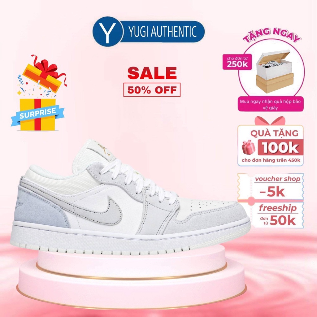 Giày Jordan Cổ Thấp Nam Nữ, Giày Nike_Jordan Paris JD Xám Trắng Hàng Đẹp Full Box tặng box bảo vệ-yugi19988