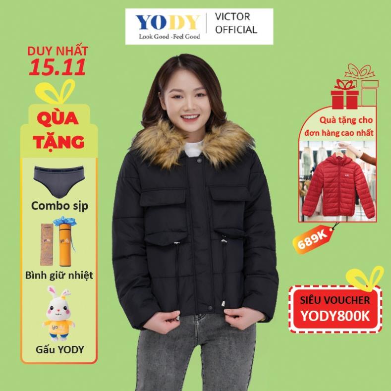 Áo Phao Nữ YODY Đại Hàn Có Mũ Rút Eo, Áo Khoác Nữ Dáng Ngắn Siêu Ấm Chống Thấm Nước PHN4006 2021 i