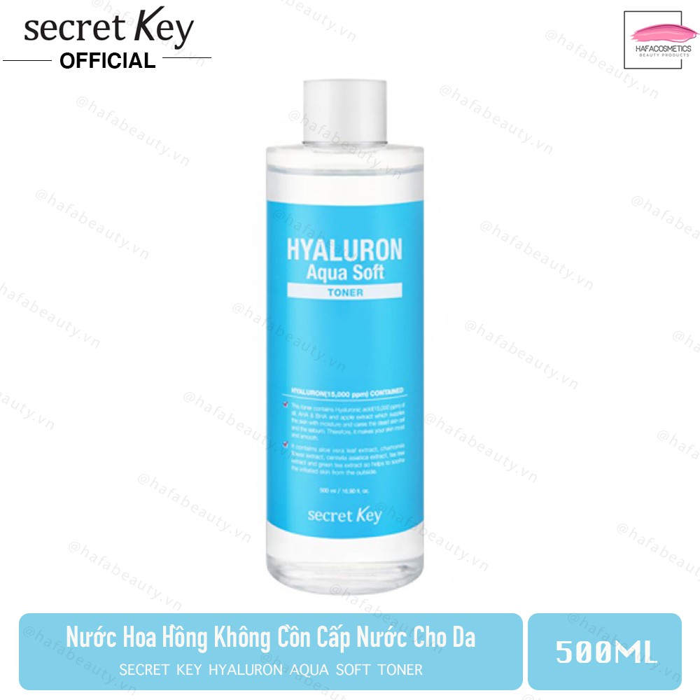 Nước hoa hồng cấp nước dưỡng ẩm da không cồn Secret Key Hyaluron Aqua Soft Toner 500ml _ Secret Key Chính Hãng
