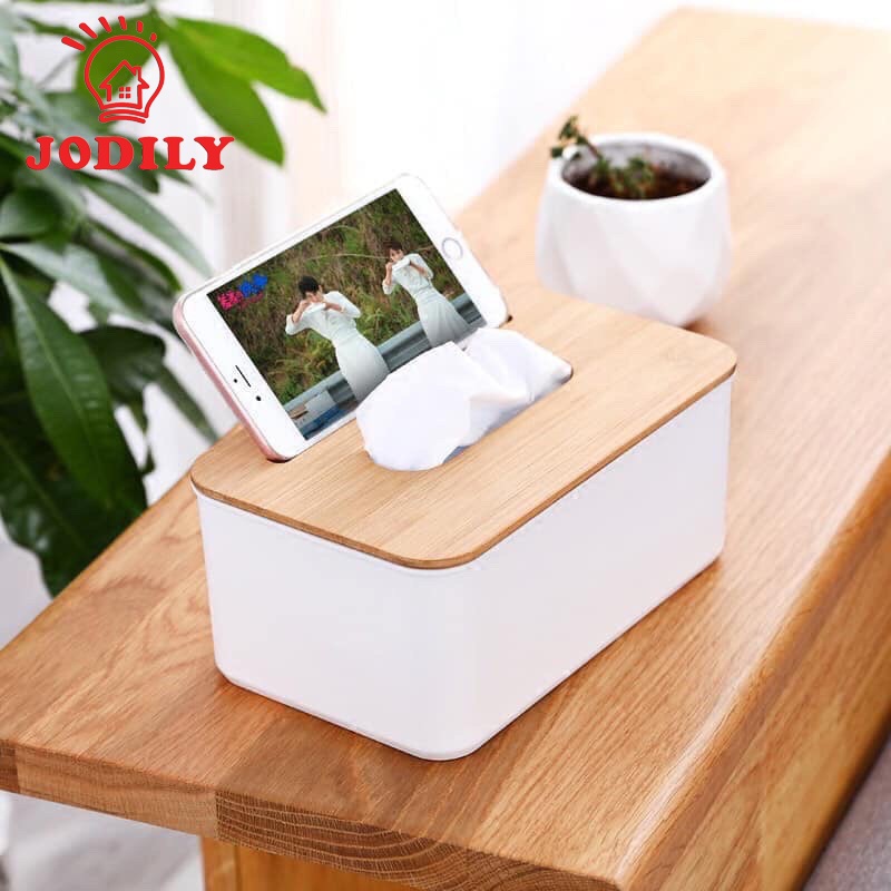 Hộp Giấy Ăn Jodily StarHome Thân Nhựa Mặt Tre Sang Trọng